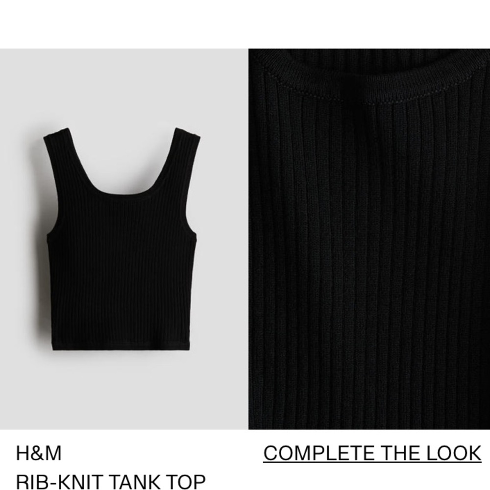 H&M Girls Size 12-14 Black Ribbed Tank Top